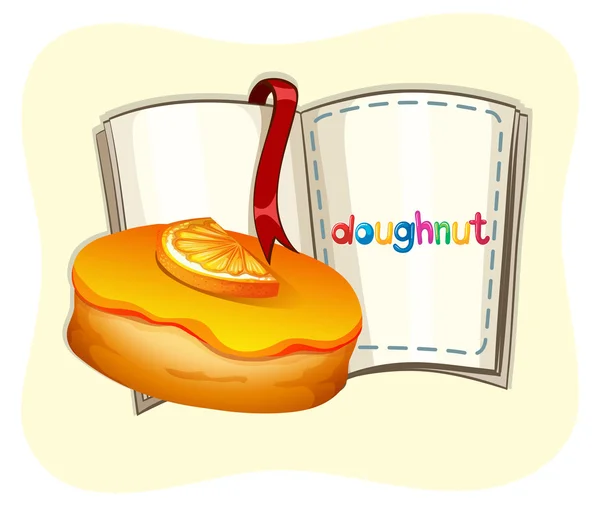 Donut orange et un livre — Image vectorielle