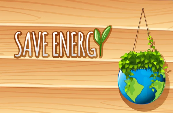 Économisez de l'énergie affiche avec globe et plantes — Image vectorielle