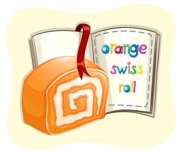 香橙瑞士卷和一本书 — 图库矢量图片