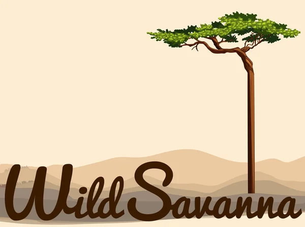 Wild savanne met boom in het veld — Stockvector