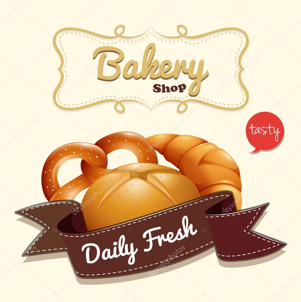 Bakery logo with text and bread illustration