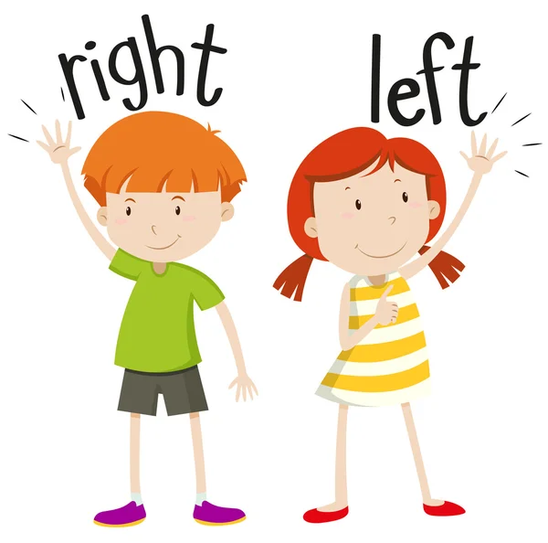 Boy on the right girl on the left — Stock Vector