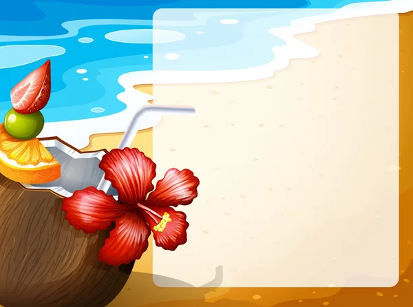 Sumo de coco na praia — Vetor de Stock