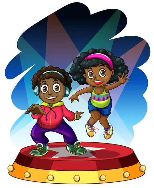 African american boy and girl dancing — Stock Vector