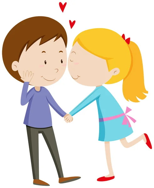 Girl kissing her boyfriend — Stock Vector