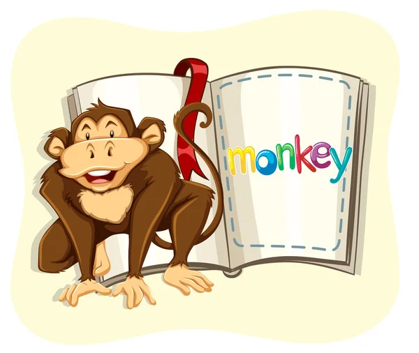 Μικρή μαϊμού και ένα βιβλίο — Διανυσματικό Αρχείο