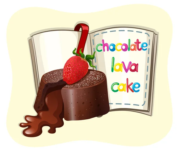 チョコレートの溶岩ケーキと本 — ストックベクタ