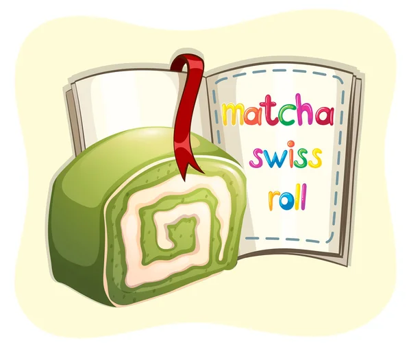 Matcha swissroll et un livre — Image vectorielle