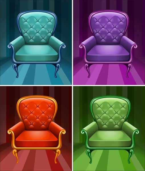 Armchair in four colors — Stock Vector