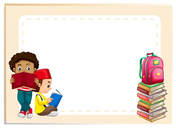 Zwei Jungen lesen Bücher — Stockvektor