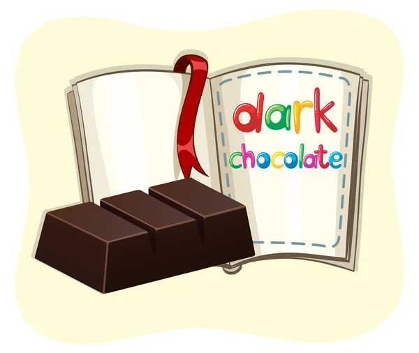 Темний шоколадний бар і книга — стоковий вектор