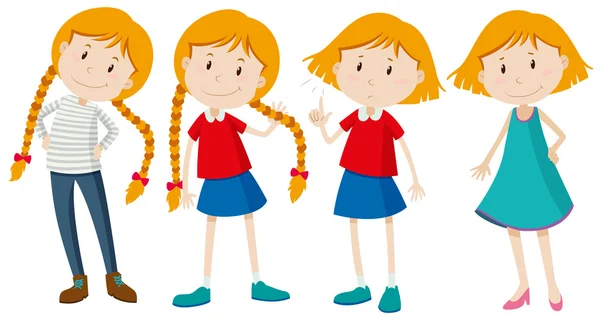 Bambine con i capelli lunghi e corti — Vettoriale Stock