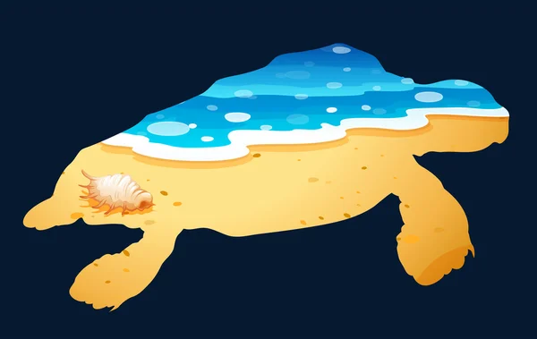 Sauver le thème de la faune avec tortue marine — Image vectorielle