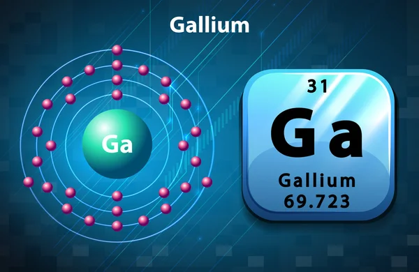 Symbol a elektronové diagram pro Galia — Stockový vektor