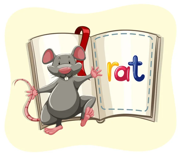 Rato cinzento e um livro —  Vetores de Stock