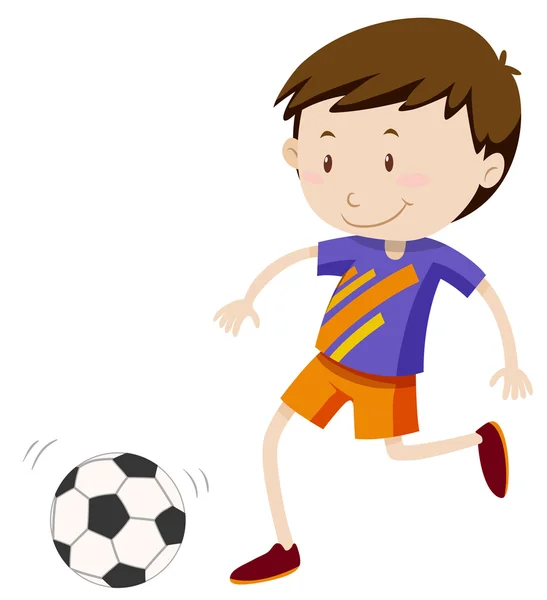 Boy kicing soccer ball — Stock Vector