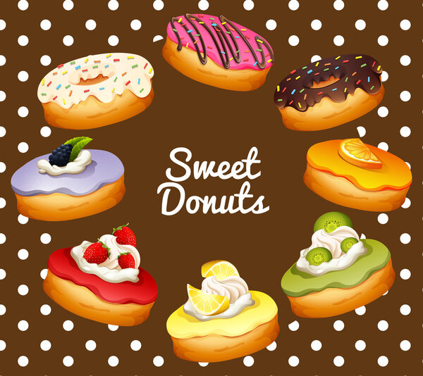 Different flavors of donuts