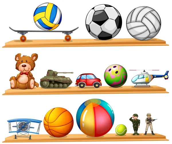 Набор мячей и другие игрушки — стоковый вектор