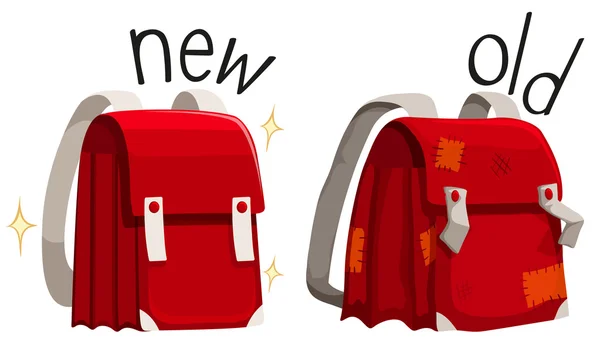 Школьная сумка новая и старая — стоковый вектор