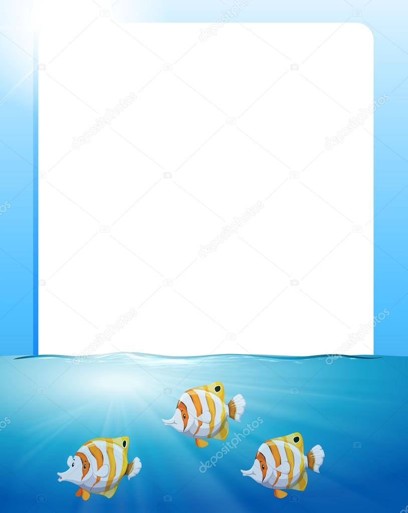 Border design with fish swimming
