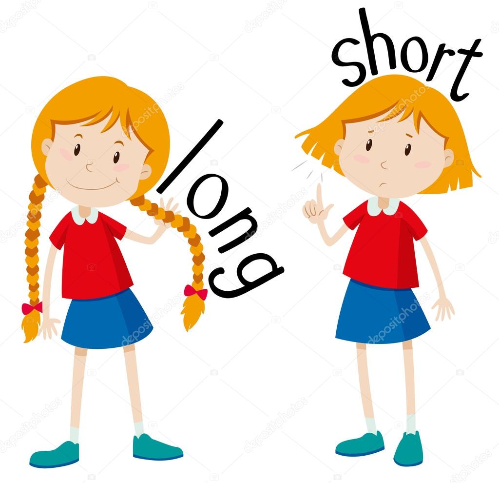 Opposite adjectives long and short