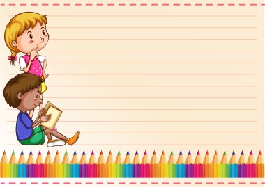 Çocuk ve colorpencils ile sınır tasarlamak