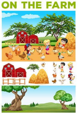 Çocukları ve çiftlik hayvanları