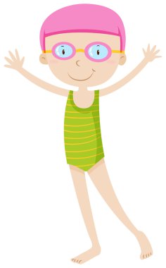 Yüzme takımı ve gözlük içinde kız