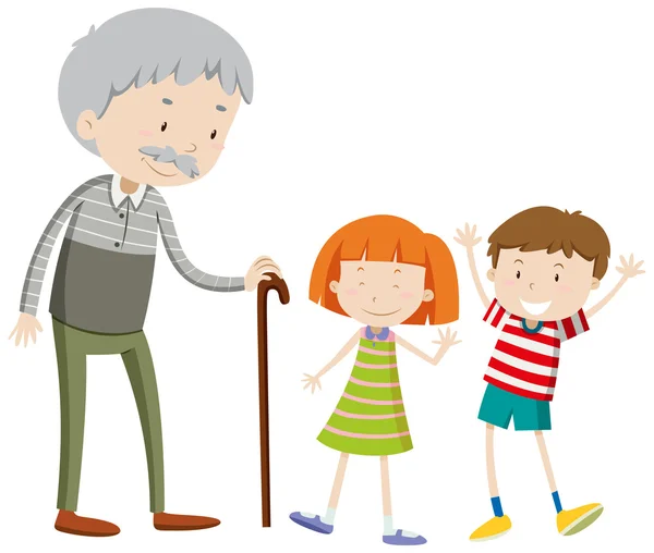 儿童和老人 — 图库矢量图片