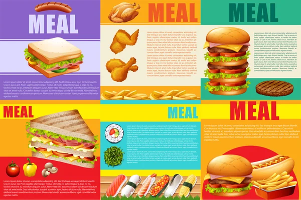 Alimentos saudáveis infográficos e fast food — Vetor de Stock