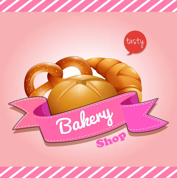 Design del logo del negozio di panetteria con pane — Vettoriale Stock