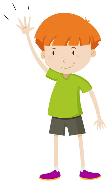 Little boy with his hand up — Stock Vector