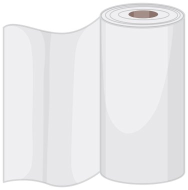 Şeffaf plastik film rulosu, temiz tasarım, nötr renkler, beyaz üzerine izole edilmiş