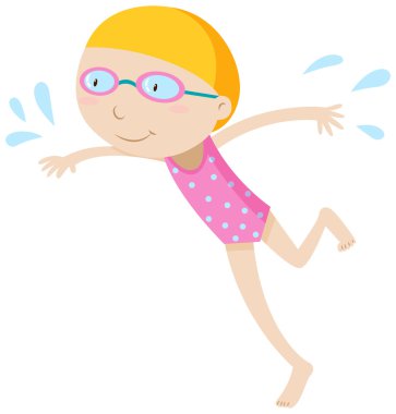 Yüzme elbiseli küçük kız