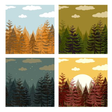 Çam ormanı dört renkte