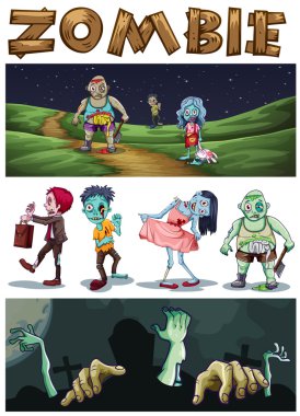 Gece parkta yürüyüş zombi zombi Tema
