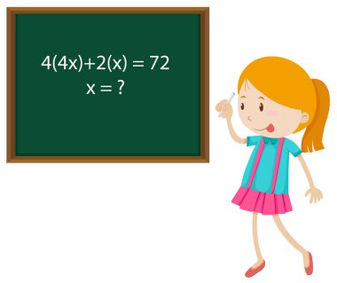 Küçük kız çözme matematik problemi