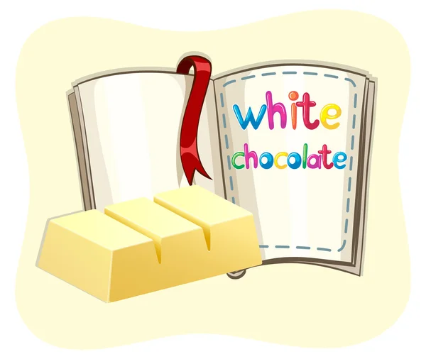 Fehér csokit és egy könyv — Stock Vector