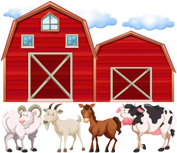 Farm animals and farmhouses — Stock Vector