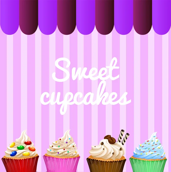 Thème dessert avec cupcakes décorés — Image vectorielle