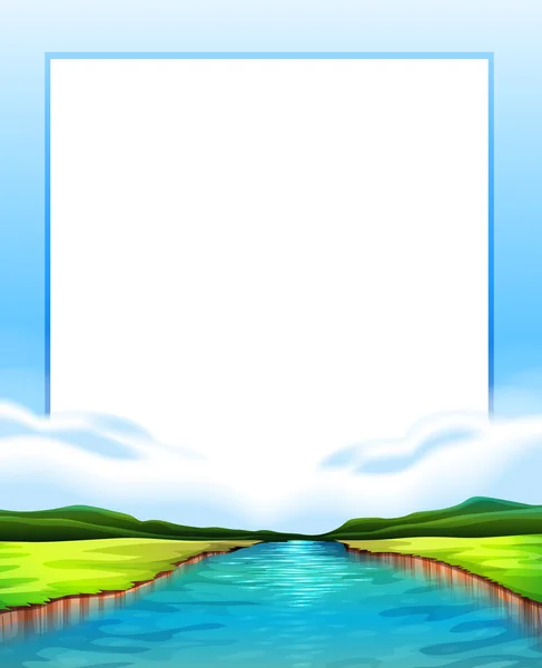 Design de frontière avec scène de rivière — Image vectorielle