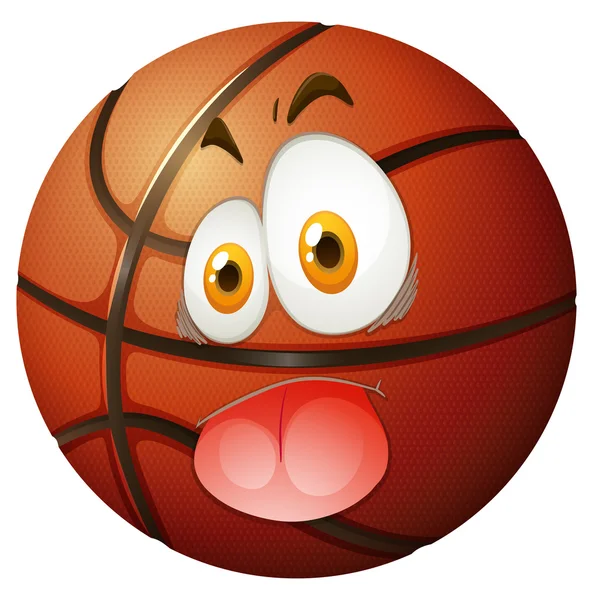 Basketball with silly face — Stock Vector