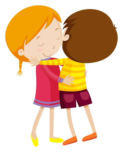 Boy and girl hugging — Stock Vector