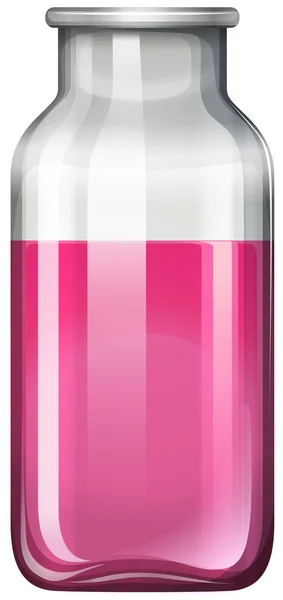 Líquido rosa en botella de vidrio — Vector de stock