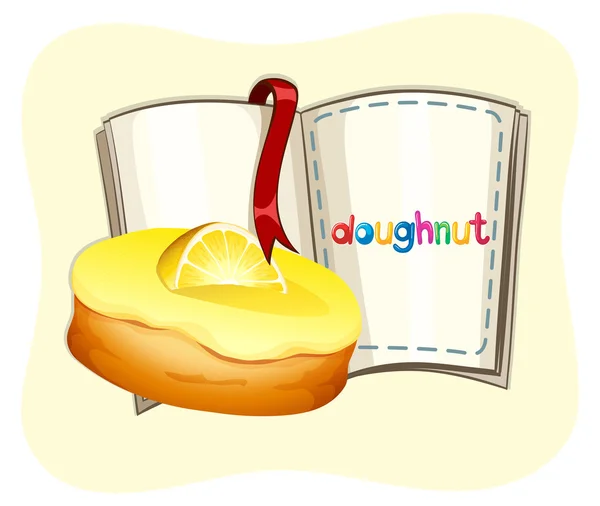 Donut au citron et un livre — Image vectorielle