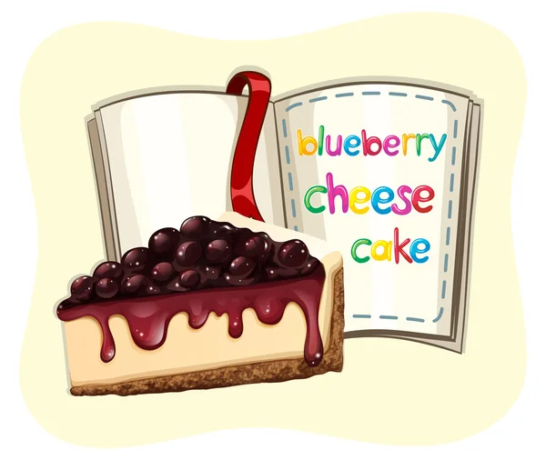 Blueberry cheesecake en een boek — Stockvector