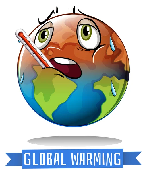 Знак глобального потепления с таянием земли — стоковый вектор