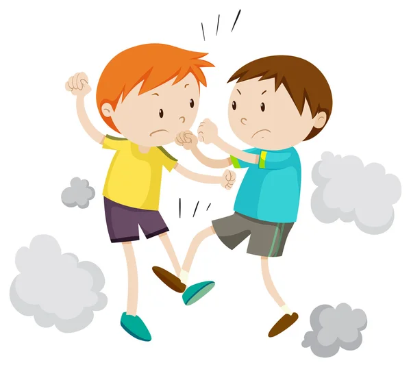 Deux garçons qui se battent — Image vectorielle