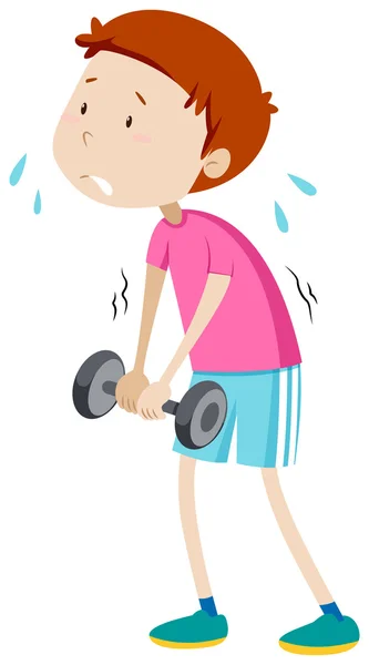 Weak man lifting weight — Stock Vector