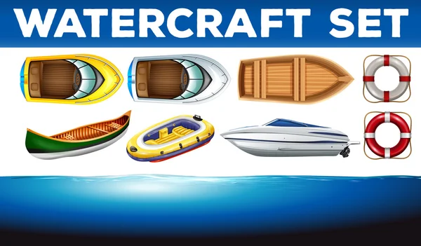 Different kind of watercrafts — Stock Vector